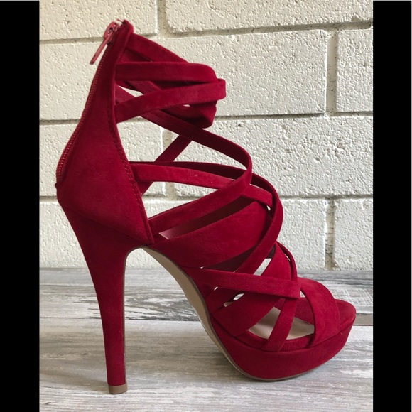 Sexy Red Strappy platform high heel - Picture 3 of 8